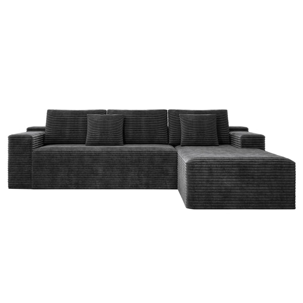 English Elm 104.3*68.9"modular Corduroy Sectional Sofa Two Piece Reversible Chaise for Living Room W3819P448427