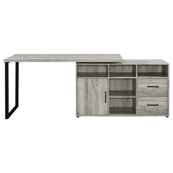 English Elm Corrado Grey Driftwood L-Shape Office Desk with Storage Drawers Shelves Coastal Rustic Charm Delight B062P333429