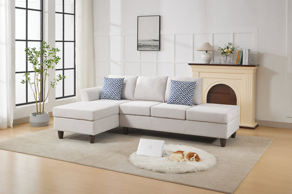 English Elm Hidden Compartment Modular Sectional with Pull Out Drawer and Coordinated Accent Pillows Beige B2730S00064