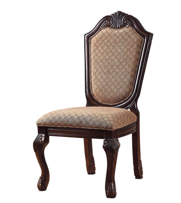 English Elm Chateau Fabric & Espresso Side Chair Set of 2 — Padded Queen Anne Legs, Welt-Trim Grid Back, 19" Seat Height B2726P303771