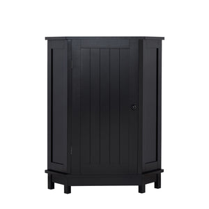 English Elm Black Triangle Corner Bathroom Cabinet with Adjustable Shelves, Modern MDF Storage Organizer, 70lb Capacity, Space-Saving Design N725P172615B