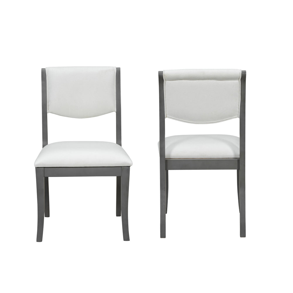 English Elm Oak Gray Finish Dining Chairs Set Of 2 - Elegant Upholstered Side Chairs For Timeless Comfort N842P315209E