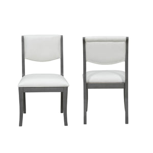 English Elm Oak Gray Finish Dining Chairs Set Of 2 - Elegant Upholstered Side Chairs For Timeless Comfort N842P315209E