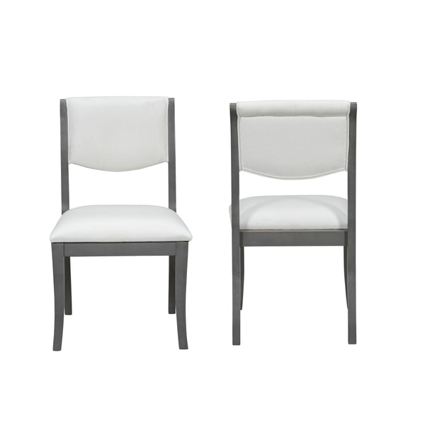 English Elm Oak Gray Finish Dining Chairs Set Of 2 - Elegant Upholstered Side Chairs For Timeless Comfort N842P315209E