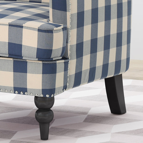 English Elm Harrison Tufted Club Chair with Turned Legs for Living Room Reading Nooks 59082.00BLUCHK