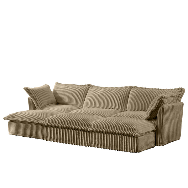 English Elm Living Room Sofa - Cozy 3-Seater Slipcovered Sofa With 3 Ottomans, Modular Design & Corduroy Comfort W3041S00140