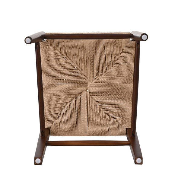 English Elm Modern Handwoven Paper Cord Dining Chairs Rubberwood Frame Set of 2 for Kitchen N762P368575D