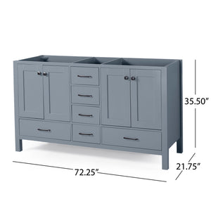 English Elm Christopher Knight Home® - 73'' Luxury Bathroom Vanity with Marble Top & Dual Ceramic Sinks, Freestanding 4-Door 3-Drawer Cabinet Grey N759S999017E