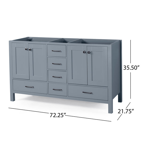 English Elm Christopher Knight Home® - 73'' Luxury Bathroom Vanity with Marble Top & Dual Ceramic Sinks, Freestanding 4-Door 3-Drawer Cabinet Grey N759S999017E