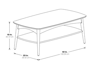 OSP Home Furnishings Copenhagen Coffee Table Walnut