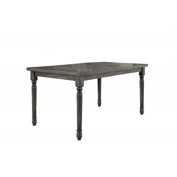 English Elm Transitional 59" Rectangular Dining Table Weathered Grey Veneer Rustic Farmhouse 6-Seat Centerpiece B011P352475