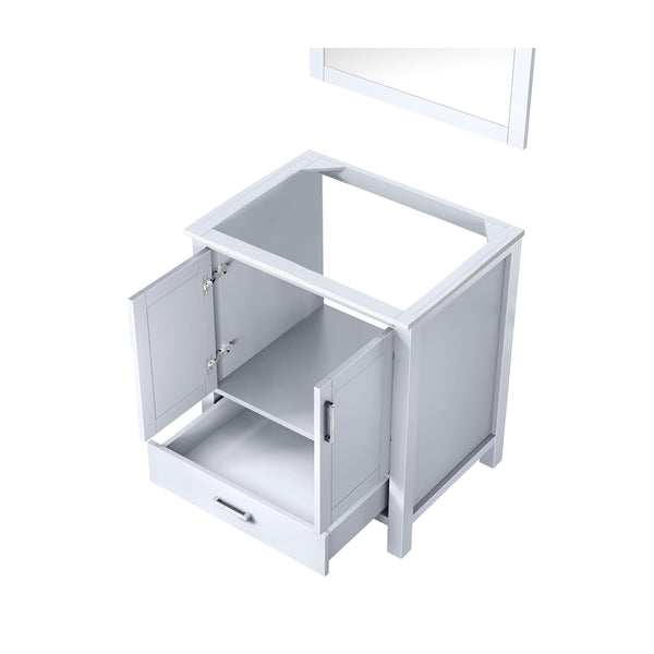 English Elm White Bath Vanity with 28" Mirror — 30" Top, Fully Assembled Wood Cabinet, Drawer & Open Shelf Storage B2731S00502