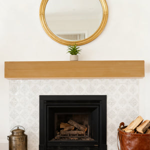 English Elm 48'' Solid Fir Wood Floating Mantel Shelf Farmhouse Style for Living Room Walls Light Brown W2640P386603