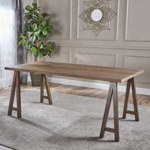 English Elm Christopher Knight Home® - DINING table solid wood and MDF farmhouse dining table 74.5" versatile large desk gaming surface farmhouse style durable design Walnut 60386.00
