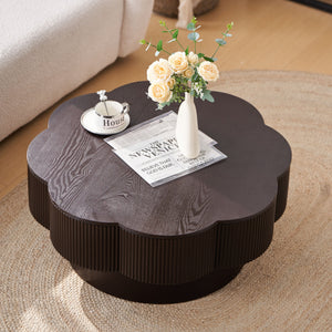 English Elm 31.50"modern Plum Blossom Coffee Table Dark Wood Veneer Storage Living Room Accent W757P357556