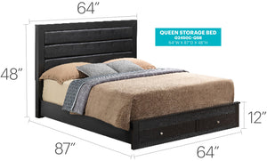 English Elm Elegant Black Storage Bed: Maximize Space With Timeless Style & Ample Under-Bed Storage Solutions! B078S00255