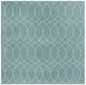 Unique Loom Outdoor Trellis Gitter Machine Made Trellis Rug Light Aqua, Ivory 10' 0" x 10' 0"