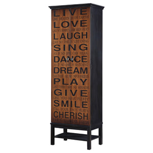 English Elm Happy Valley Brown Transitional Wine Cabinet with Inspirational Quotes, 2 Drawers, 3 Shelves, 74" H B062P353474
