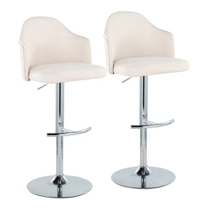 English Elm Contemporary Swivel Barstools with Chrome Base Padded Cream Seat Kitchen Island Set B202S00734