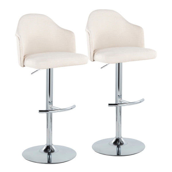 English Elm Contemporary Swivel Barstools with Chrome Base Padded Cream Seat Kitchen Island Set B202S00734