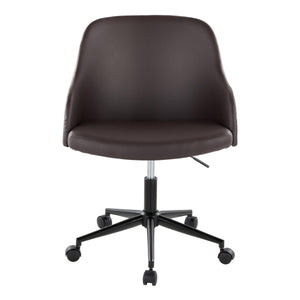 English Elm Office Task Chair Mid-century Modern Walnut Wood Faux Leather Swivel Desk Seat B202P474170