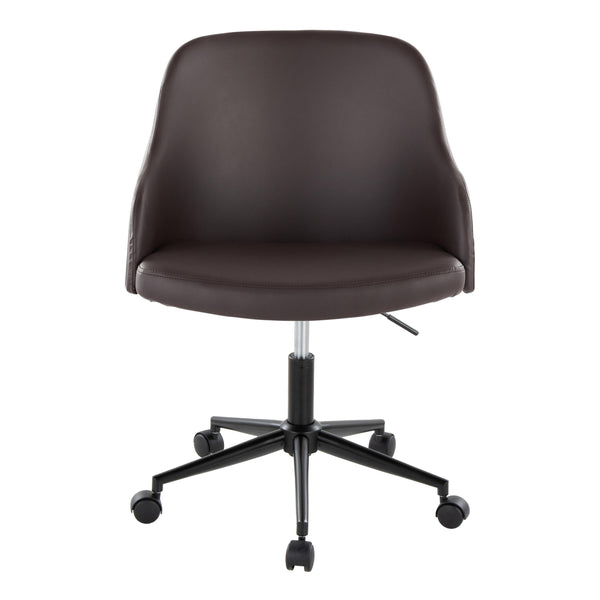 English Elm Office Task Chair Mid-century Modern Walnut Wood Faux Leather Swivel Desk Seat B202P474170