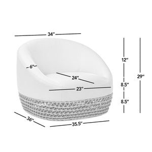 English Elm Jennifer Taylor Home - Willow Luxurious 35.5" Deep Seating Patio Armchair with Golden Brown Wicker Frame and Wheat Beige Olefin Upholstery B2719P305699