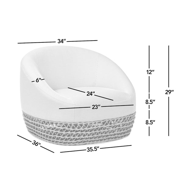 English Elm Jennifer Taylor Home - Willow Luxurious 35.5" Deep Seating Patio Armchair with Golden Brown Wicker Frame and Wheat Beige Olefin Upholstery B2719P305699