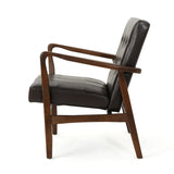 Christopher Knight Home® - Noble House - Marcola Mid Century Modern Faux Leather Club Chair with Wood Frame