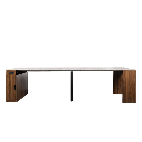 English Elm Modern Extendable Dining Table with Built-In Outlet, USB Ports & Storage, Space-Saving Console to 118" Walnut W331S00191