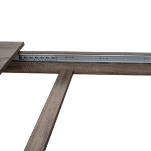 English Elm Dining Extendable Table 106.5" Long Family Dining Table for Small Spaces Melamine Woodgrain Top Dark Oak W331S00176