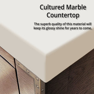 English Elm Grey Oak Double Bath Vanity With Cultured Marble Top - 84" W X 22" D, Elegant Storage & Style B2731P259971