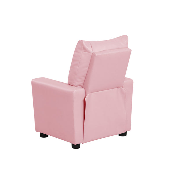 English Elm PVC Kids Recliner Chair with Cupholder and Easy-Clean Fabric, Comfortable Reclining Seat for Room Fun Pink B016P404580