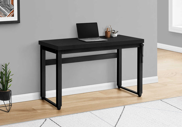 English Elm Computer Desk – Adjustable Standing Workstation, Modern Black Laminate & Metal, Perfect For Home Office B2710P219897