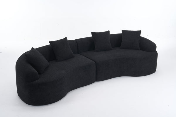 English Elm Compression Compression Sponge Sofa Curved Modular Sectional with 30D High-Density Chenille Sleeper for Cozy Apartment Living Room Comfort and Safe Rounded Design Black W2231S00041