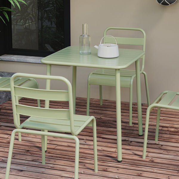 English Elm Sera outdoor square table - waterproof metal courtyard bistro table for balcony, villa, versatile seating Antique Green W3318P308266