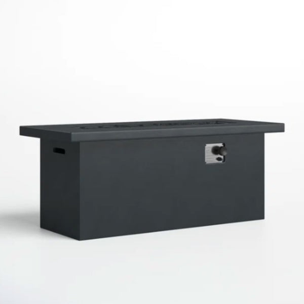 English Elm 24'' Concrete Outdoor Fire Pit Table 50,000 BTU Stainless Steel Burner Lava Rock Compatible Weatherproof Design Charcoal B120P198403