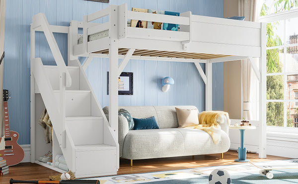 English Elm Twin Low Loft Bed Solid Pine Frame Kids Study Desk Blackboard Storage White Light White W1580S00466