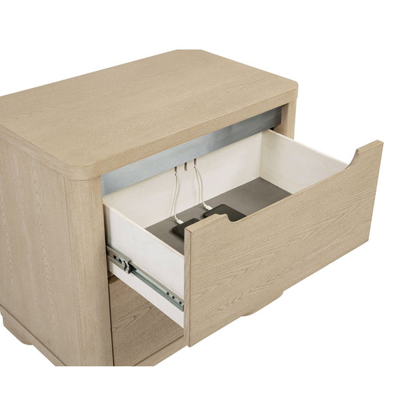 English Elm Mirador Elm Veneer 2-drawer Nightstand with Felt-lined Storage and Cord Management B062P447744