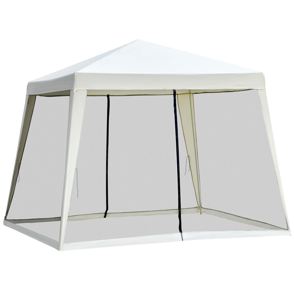 English Elm Outsunny 10x10 Slant Leg Canopy Tent with Mesh Walls Uv Polyester Outdoor Shade W2225P200893