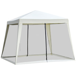 English Elm Outsunny 10x10 Slant Leg Canopy Tent with Mesh Walls Uv Polyester Outdoor Shade W2225P200893