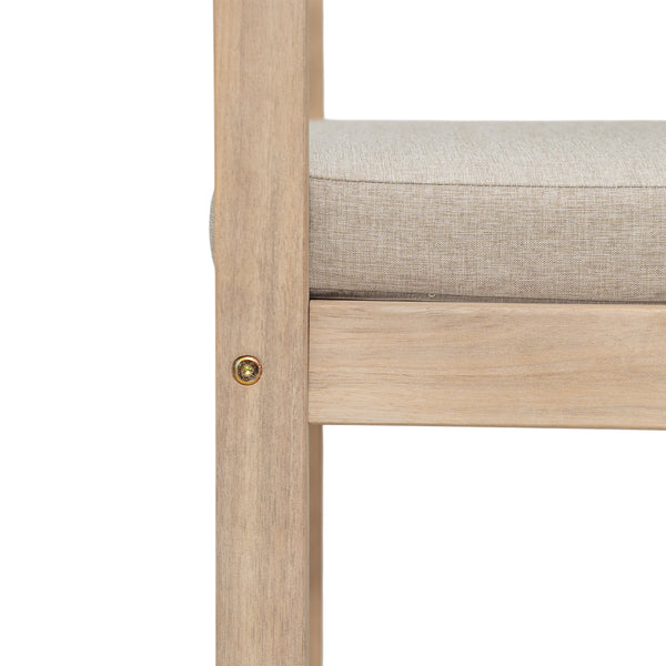 English Elm Christopher Knight Home® - Abaco Acacia Outdoor Barstool Set of 2 with Removable Gray Cushions, Rustic Curved Back Support Beige,Light White N775P294071G