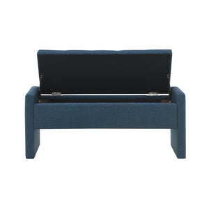 English Elm Modern Linen Upholstered Storage Bench Tufted Seat Organizer for Bedroom Entryway Navy Blue W2671P429583