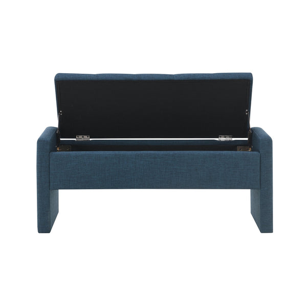 English Elm Modern Linen Upholstered Storage Bench Tufted Seat Organizer for Bedroom Entryway Navy Blue W2671P429583