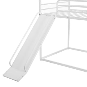 English Elm Twin Metal Tube Bunk Bed Frame for Kids Durable Sturdy Construction Safe Space-Saving Design White W420P256562