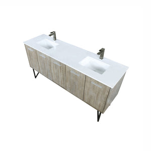 English Elm Rustic Acacia Double Bath Vanity 72" W X 20" D, Durable Cultured Marble Top & Elegant Gun Metal Faucet B2731P259711-GIGA