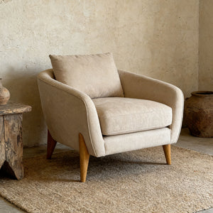 English Elm Accent Armchair Upholstered Low Profile Reading Chair with Lumbar Pillow Modern Living Room Seat Beige W2308P462642