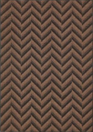 Unique Loom Outdoor Modern Chevron Machine Made Geometric Rug Brown, Brown/Black 8' 0" x 11' 4"