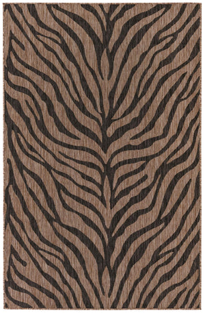 Unique Loom Outdoor Safari Tsavo Machine Made Animal Print Rug Natural, Ivory 5' 3" x 8' 0"