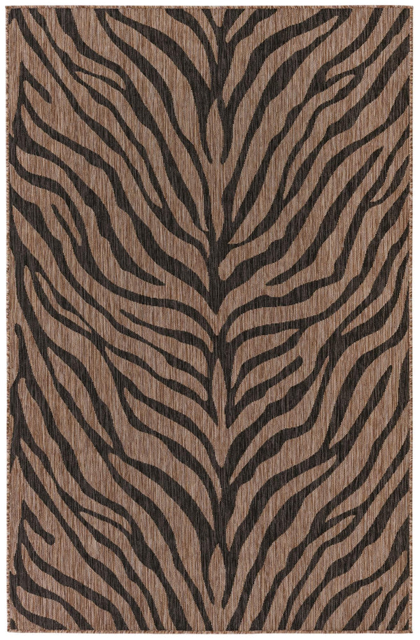 Unique Loom Outdoor Safari Tsavo Machine Made Animal Print Rug Natural, Ivory 5' 3" x 8' 0"